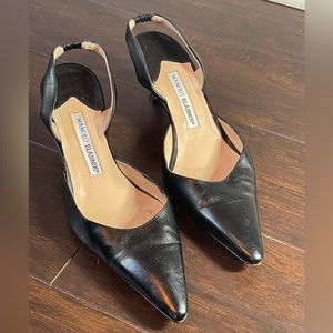 Manolo Blahnik Black Slingback Pumps Size 9 1/2
